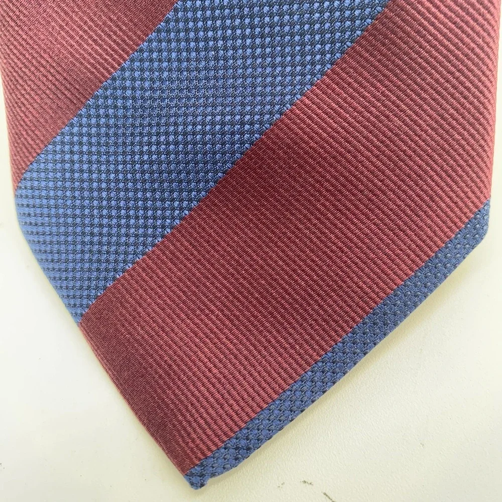 Eton Tie Men One Size Blue Maroon Silk Luxury Classic Fit Necktie Italy Made NWT
